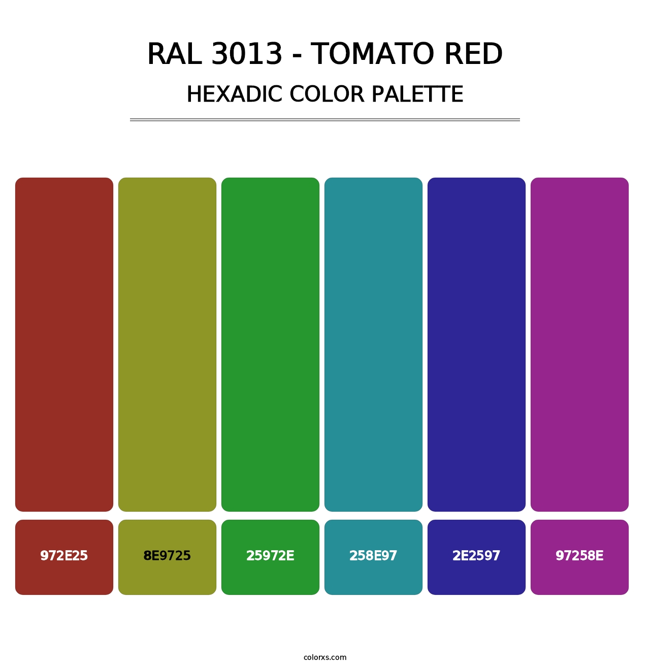 RAL 3013 - Tomato Red - Hexadic Color Palette