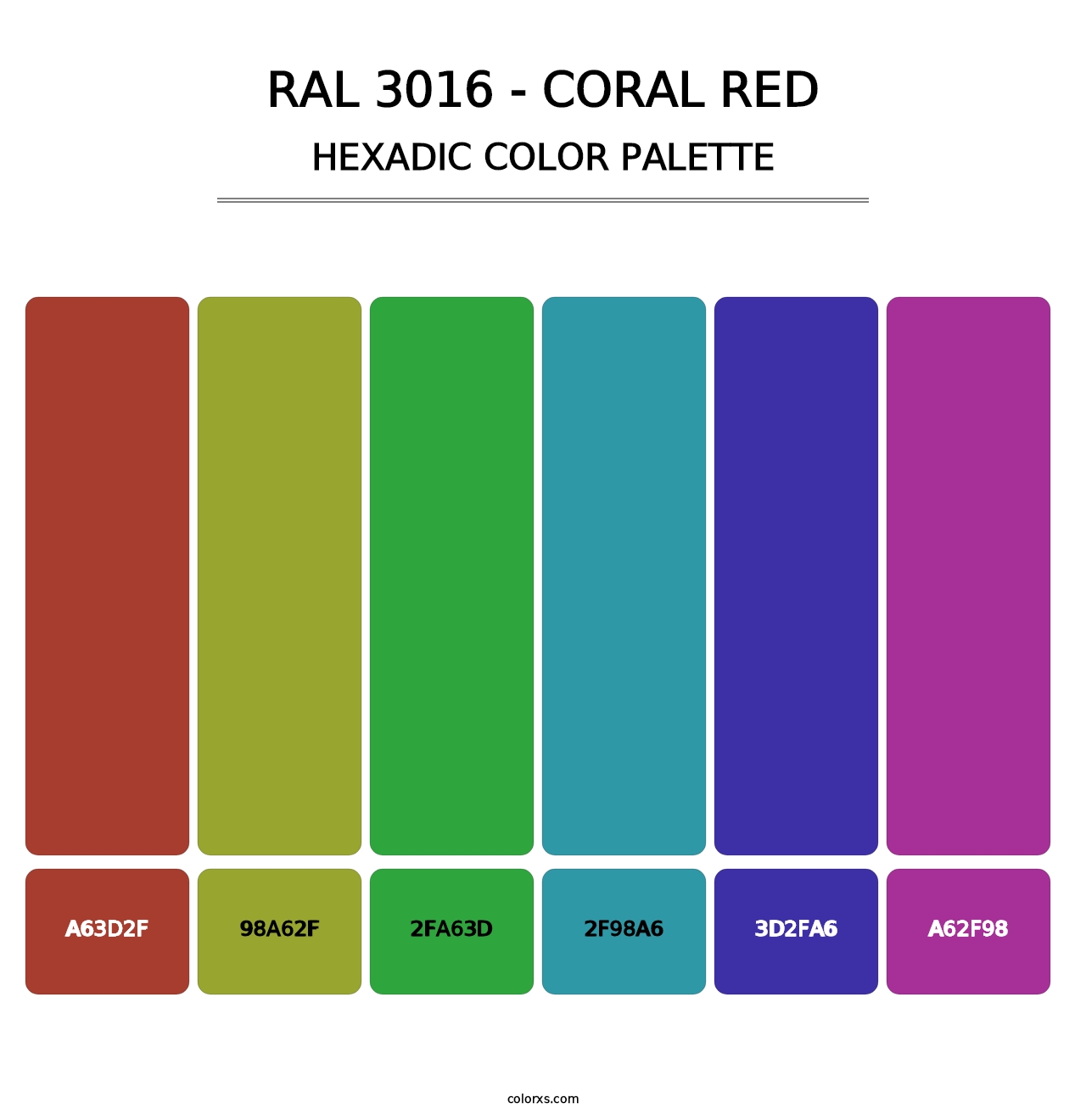 RAL 3016 - Coral Red - Hexadic Color Palette
