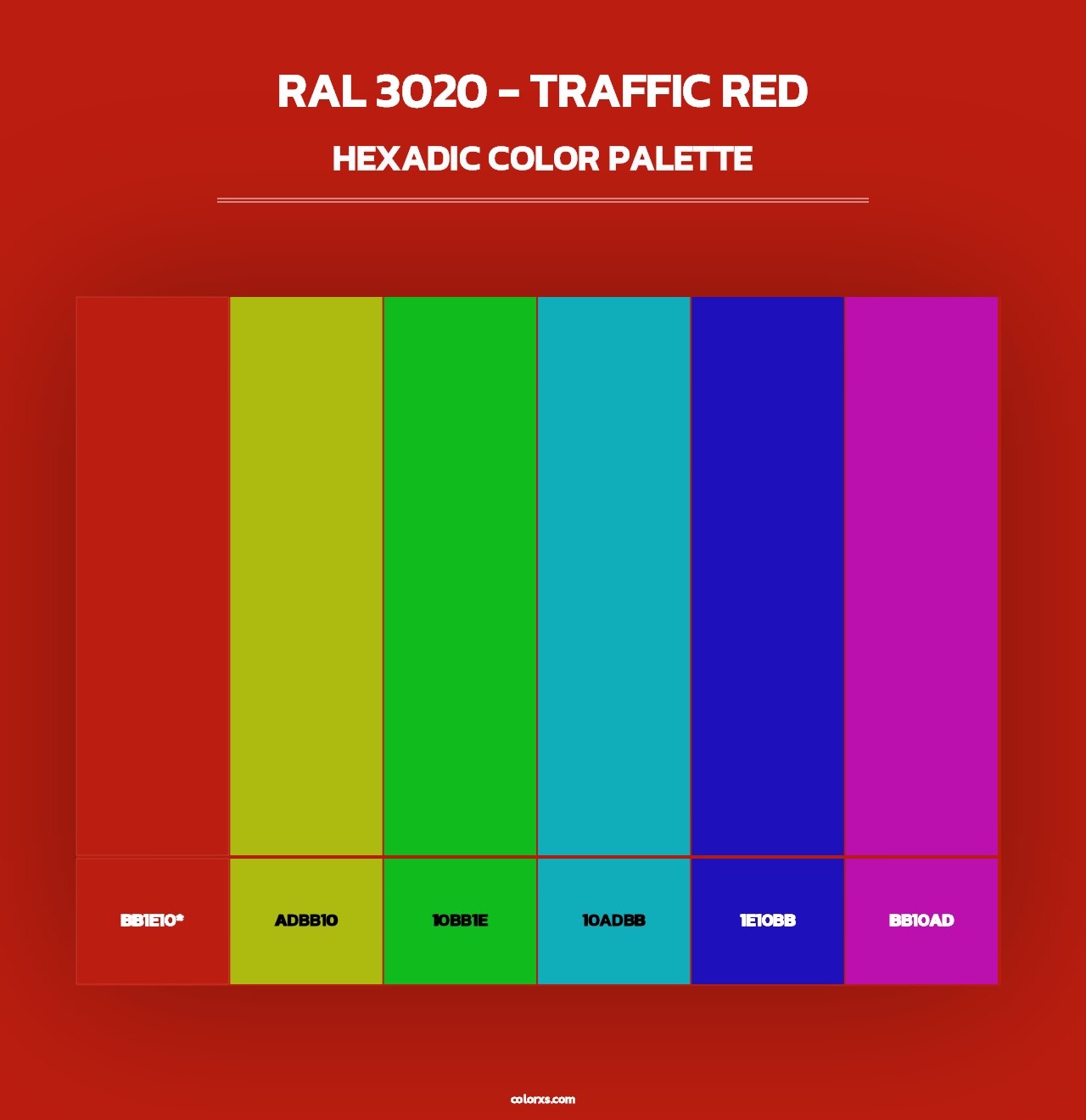 RAL 3020 - Traffic Red - Hexadic Color Palette