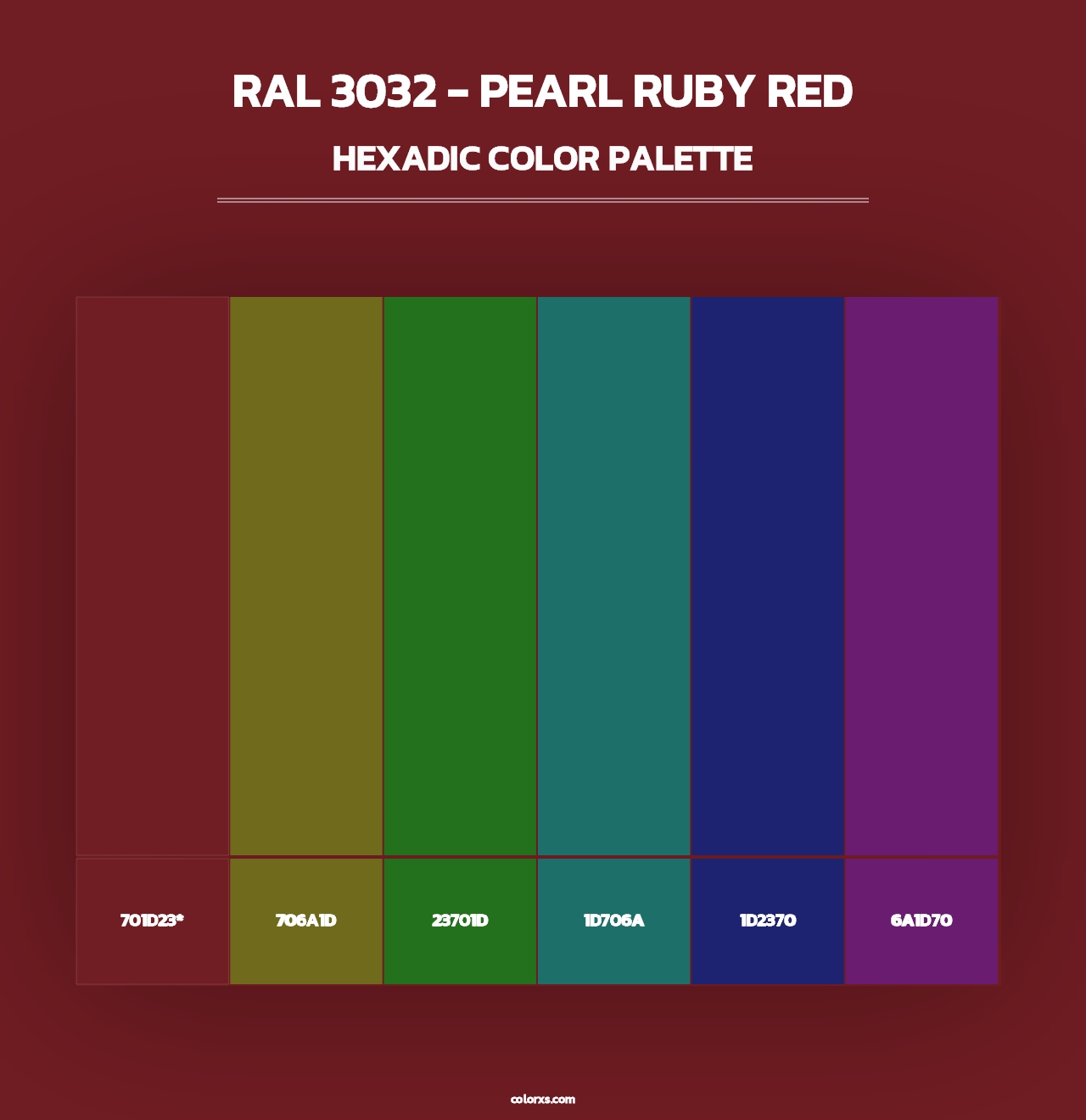 RAL 3032 - Pearl Ruby Red - Hexadic Color Palette