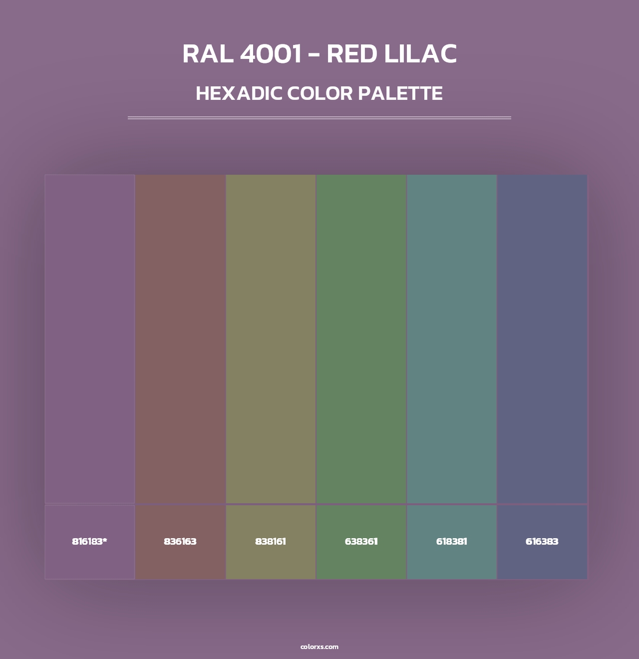 RAL 4001 - Red Lilac - Hexadic Color Palette