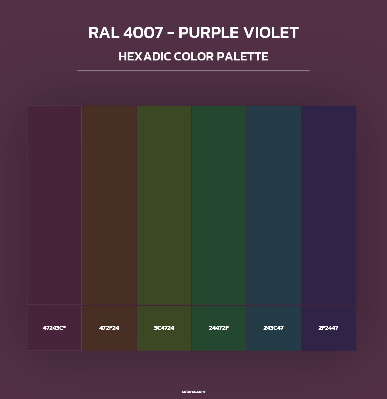 RAL 4007 - Purple Violet - Hexadic Color Palette