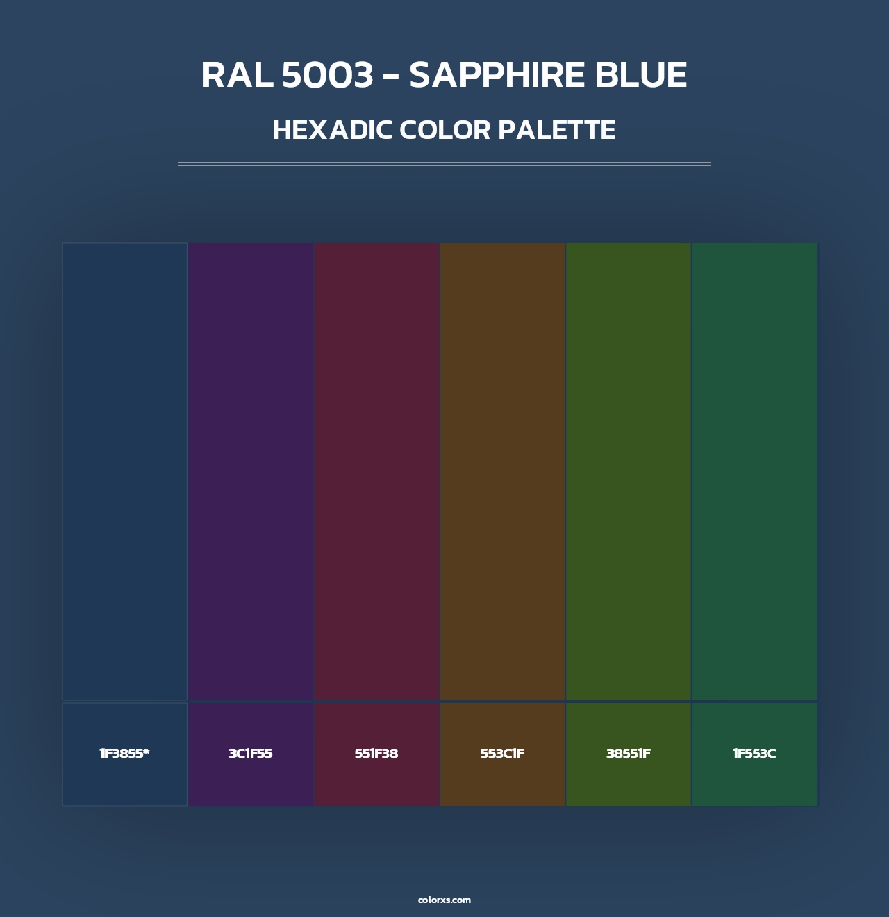 RAL 5003 - Sapphire Blue - Hexadic Color Palette