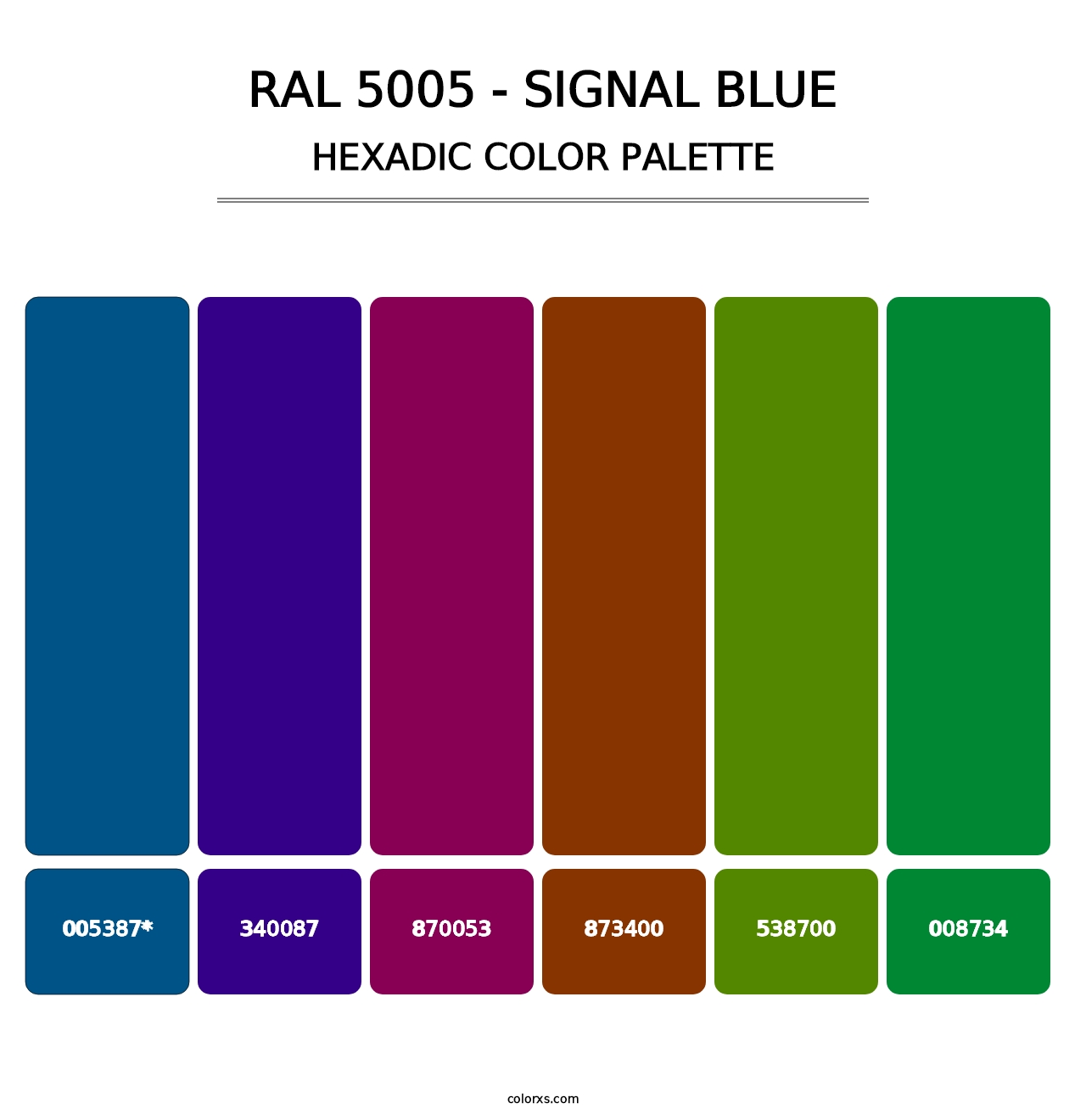RAL 5005 - Signal Blue - Hexadic Color Palette