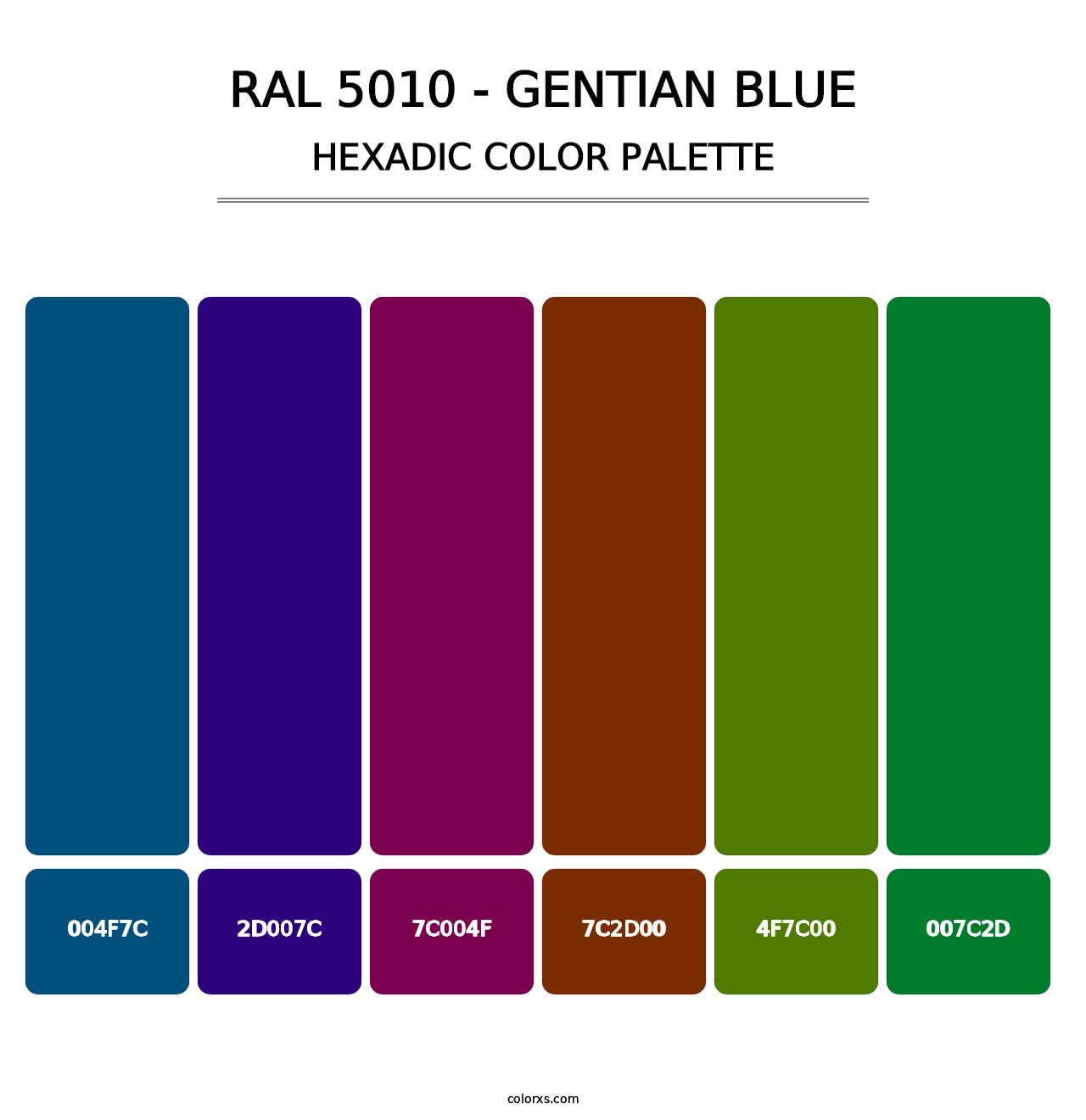 RAL 5010 - Gentian Blue - Hexadic Color Palette