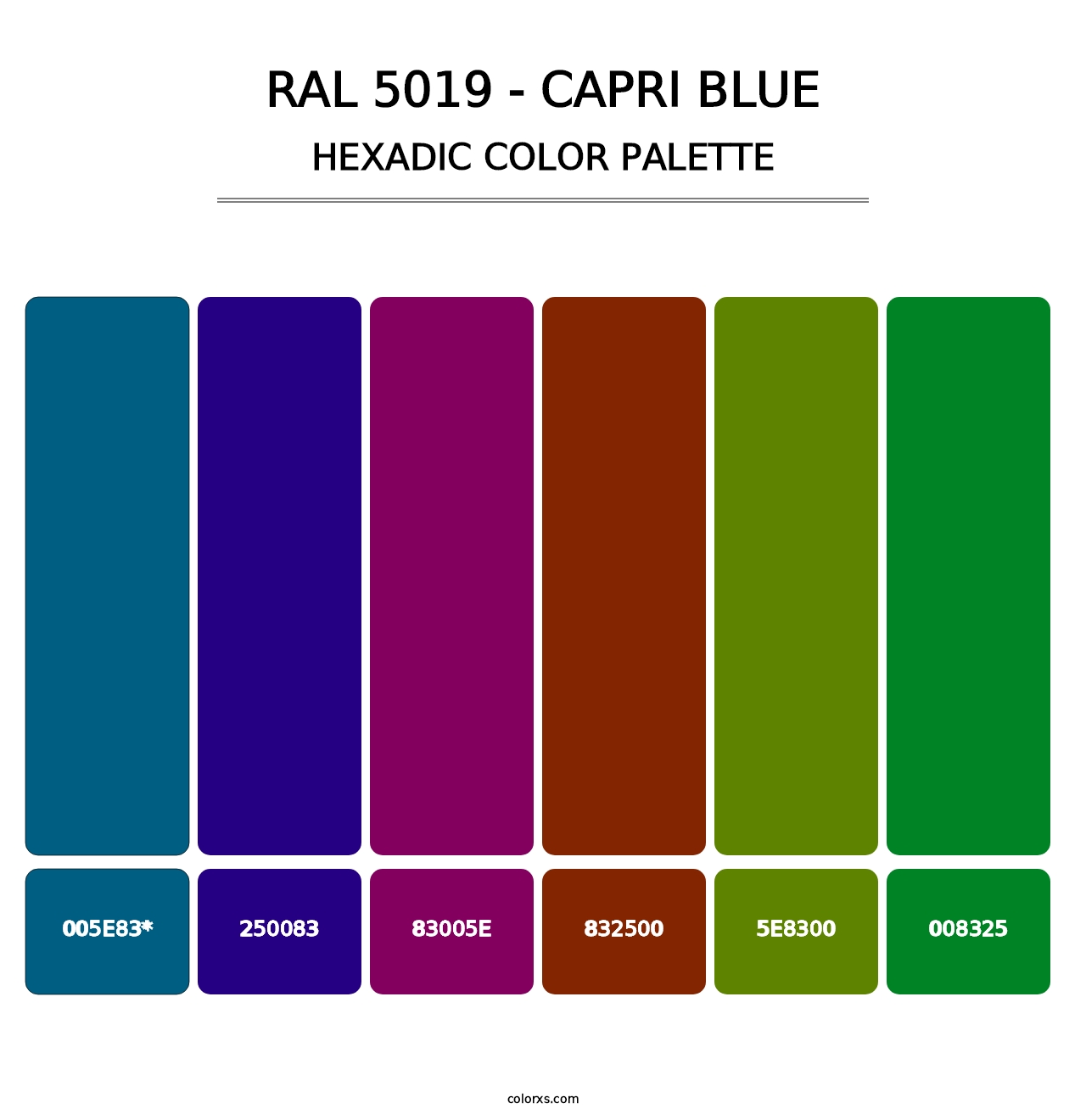 RAL 5019 - Capri Blue - Hexadic Color Palette