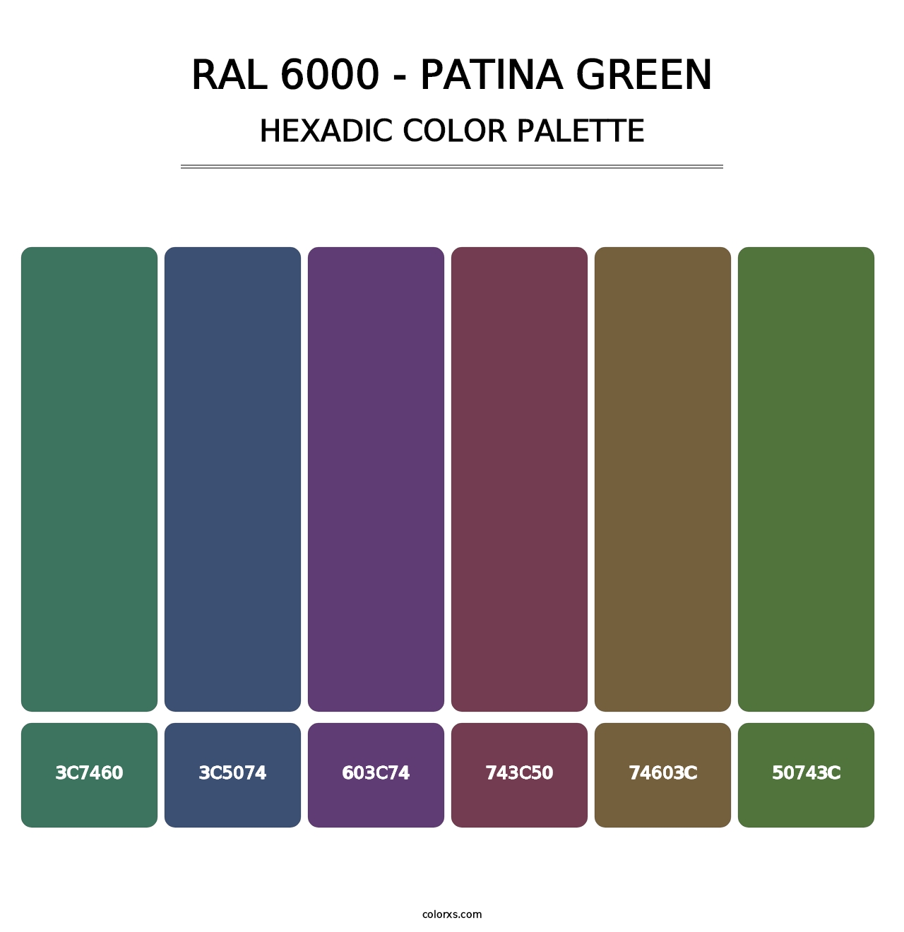 RAL 6000 - Patina Green - Hexadic Color Palette