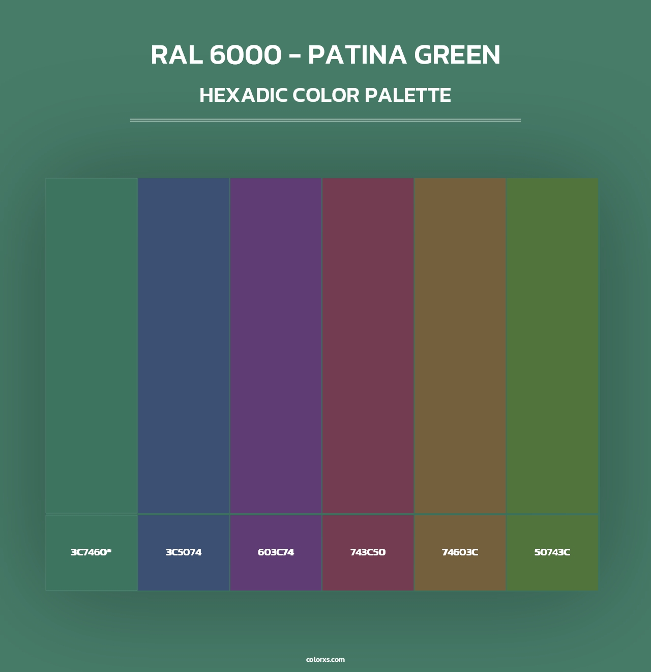 RAL 6000 - Patina Green - Hexadic Color Palette
