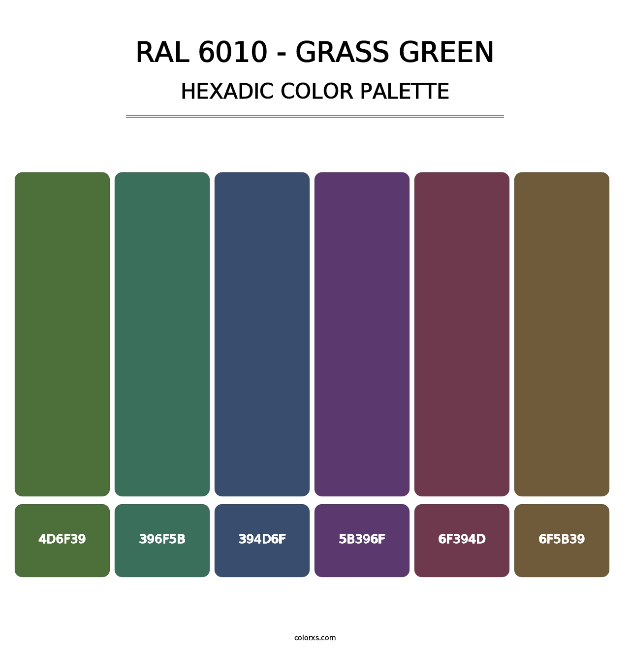 RAL 6010 - Grass Green - Hexadic Color Palette