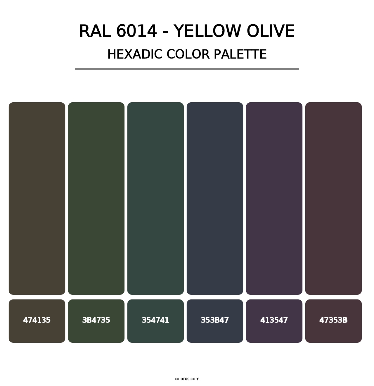 RAL 6014 - Yellow Olive - Hexadic Color Palette