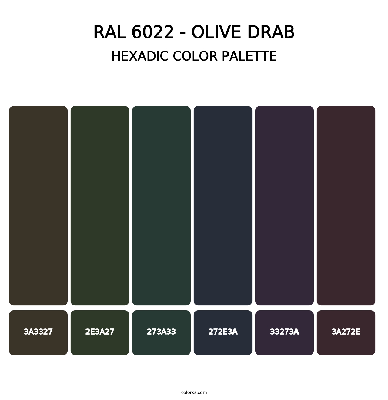 RAL 6022 - Olive Drab - Hexadic Color Palette
