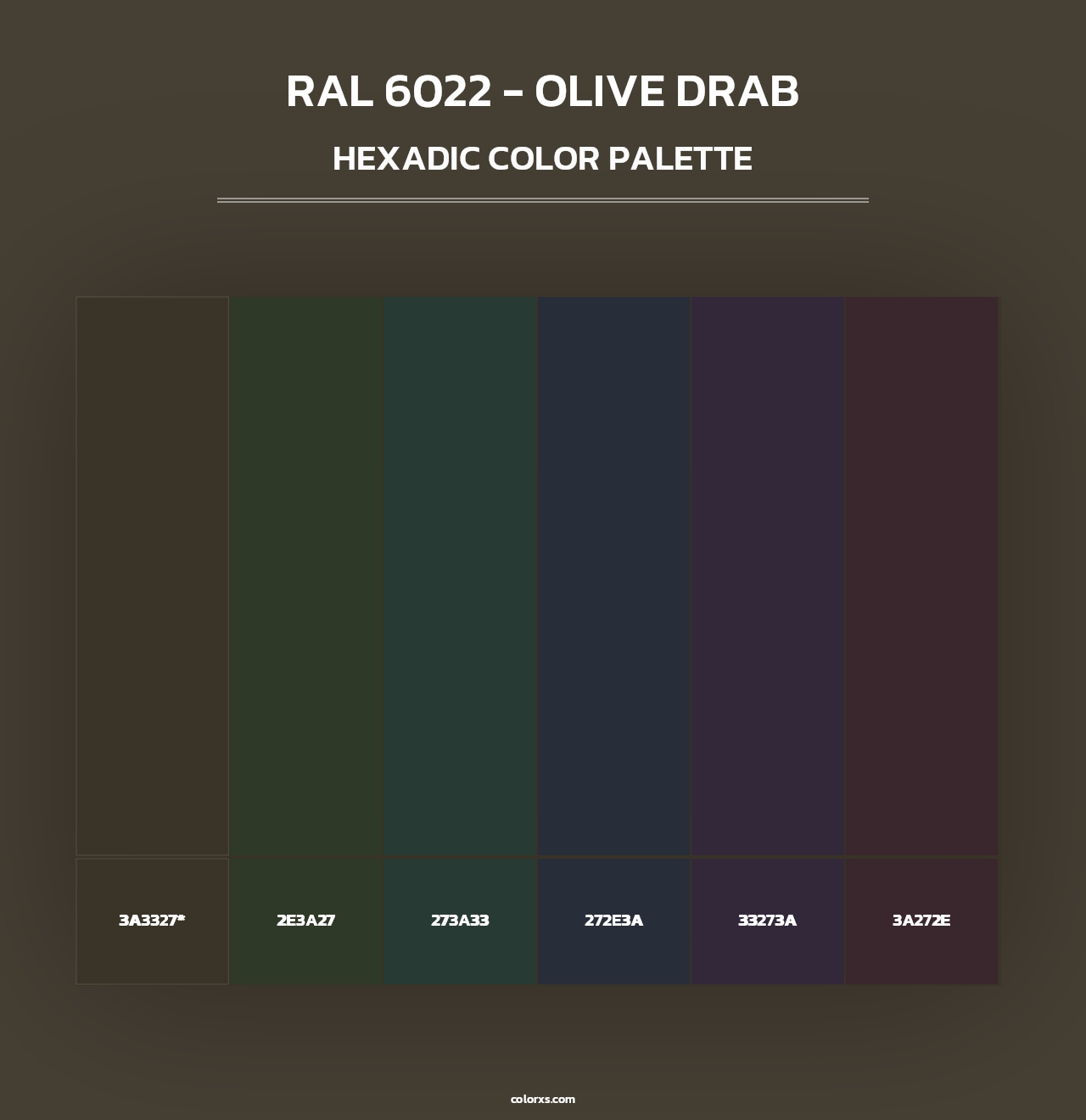 RAL 6022 - Olive Drab - Hexadic Color Palette
