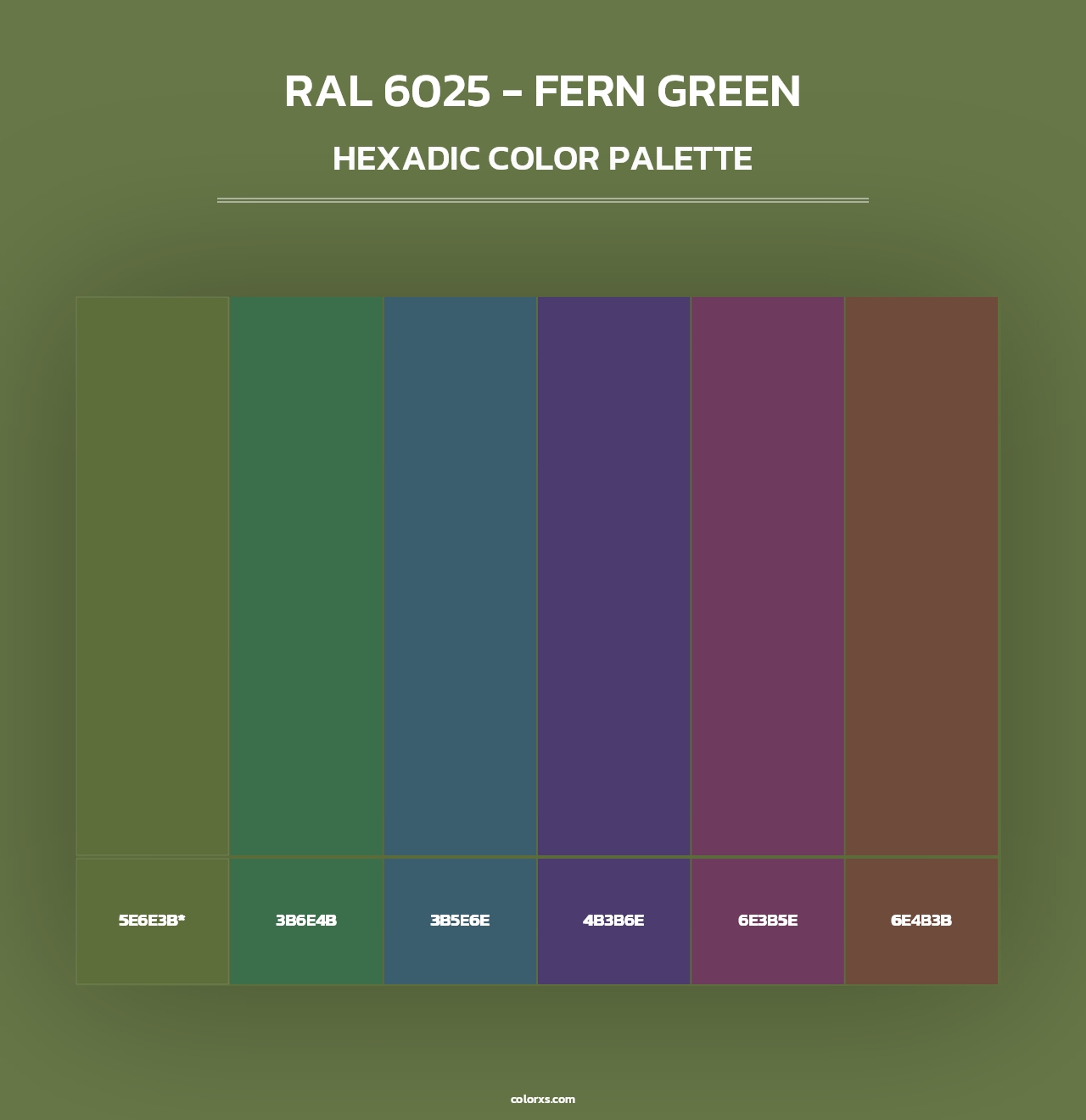 RAL 6025 - Fern Green - Hexadic Color Palette