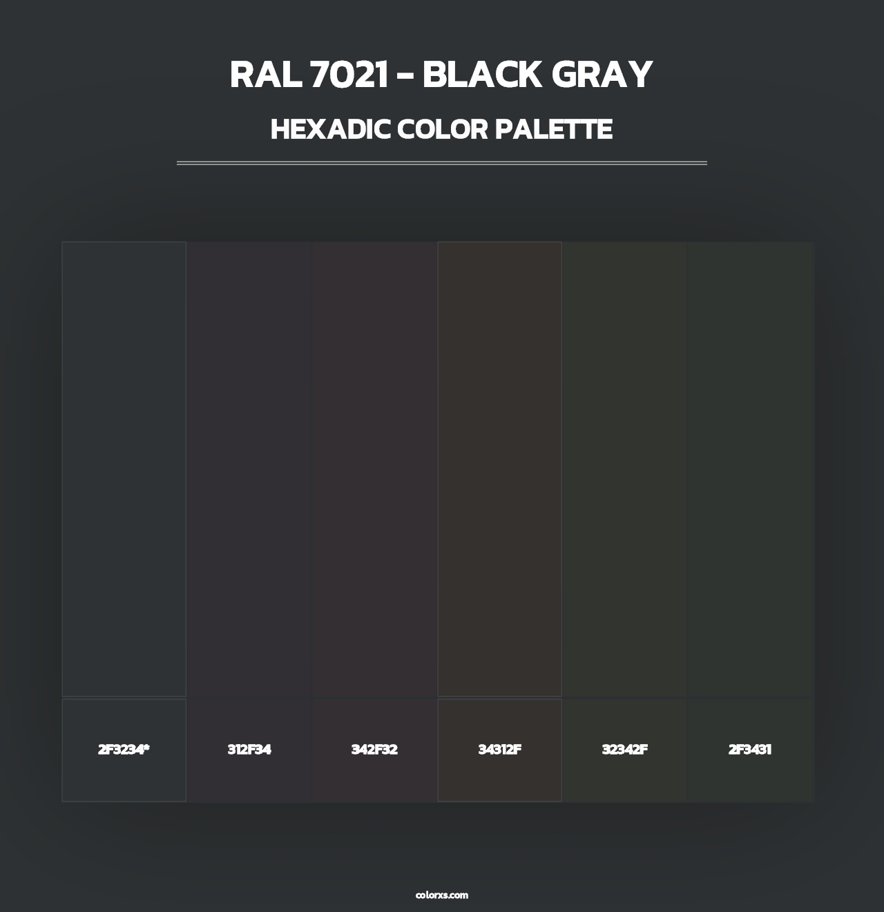 RAL 7021 - Black Gray - Hexadic Color Palette