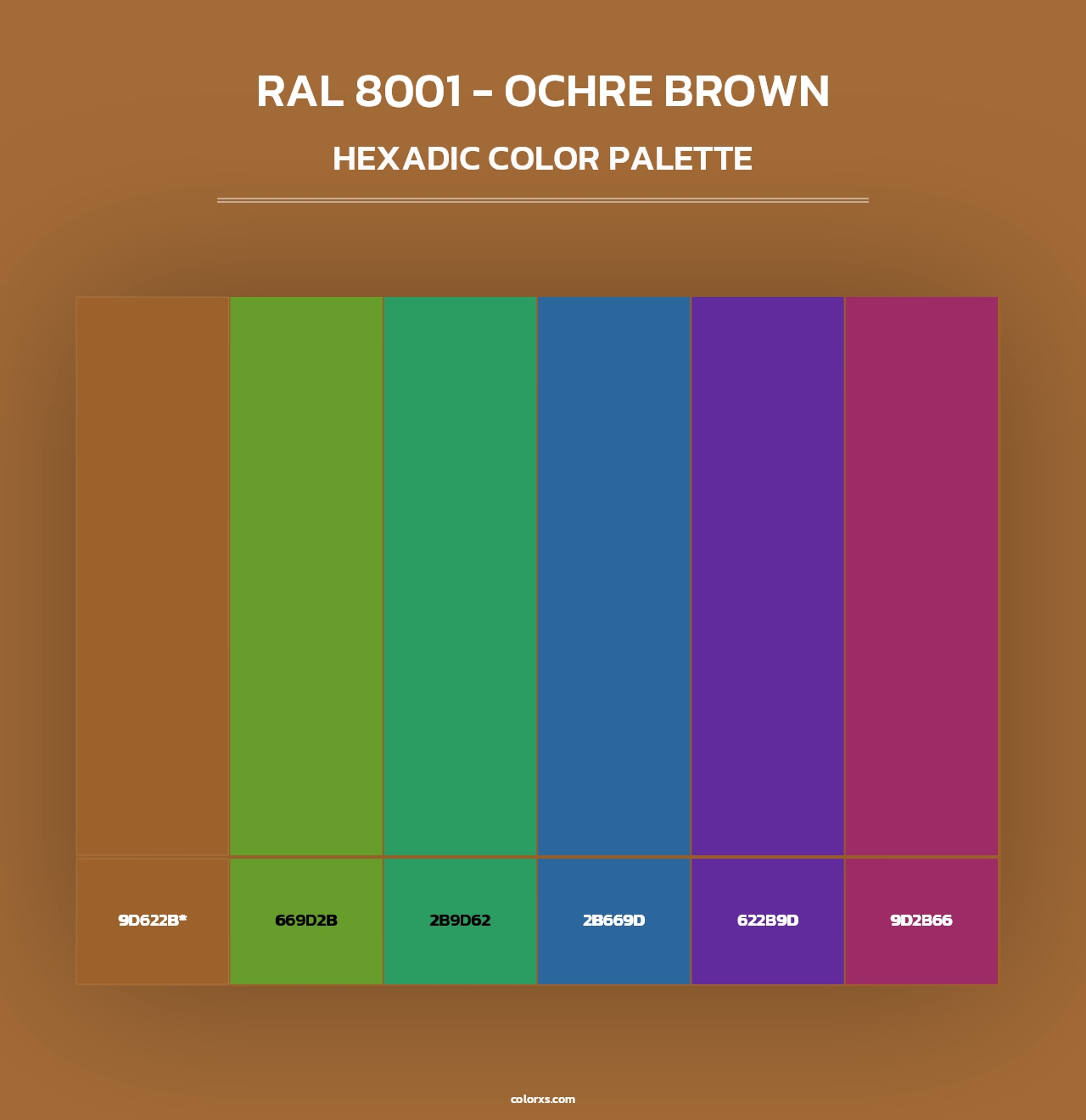 RAL 8001 - Ochre Brown - Hexadic Color Palette