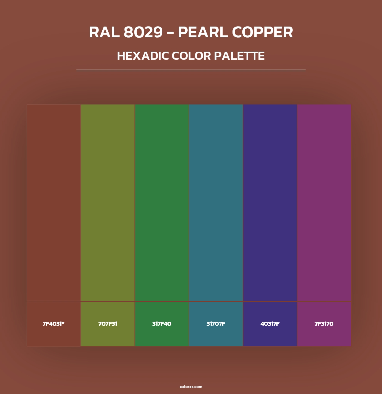 RAL 8029 - Pearl Copper - Hexadic Color Palette