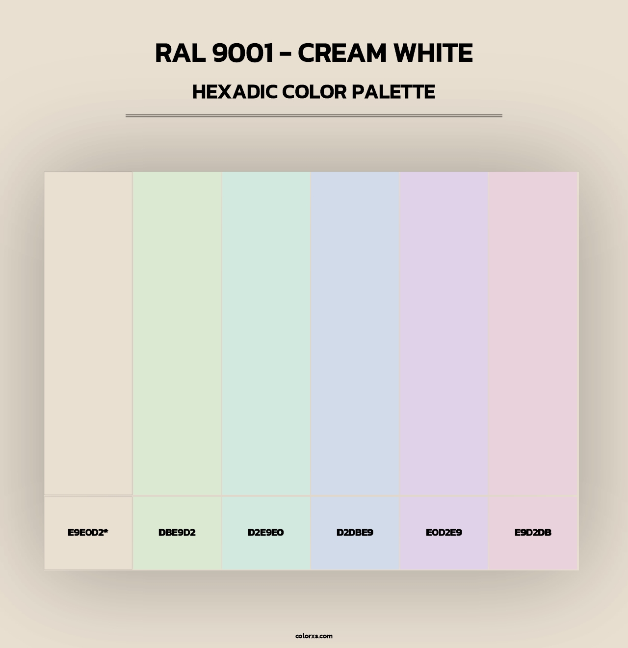 RAL 9001 - Cream White - Hexadic Color Palette