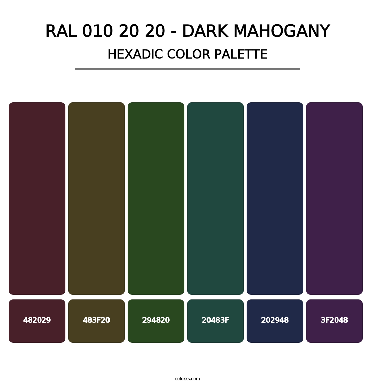RAL 010 20 20 - Dark Mahogany - Hexadic Color Palette