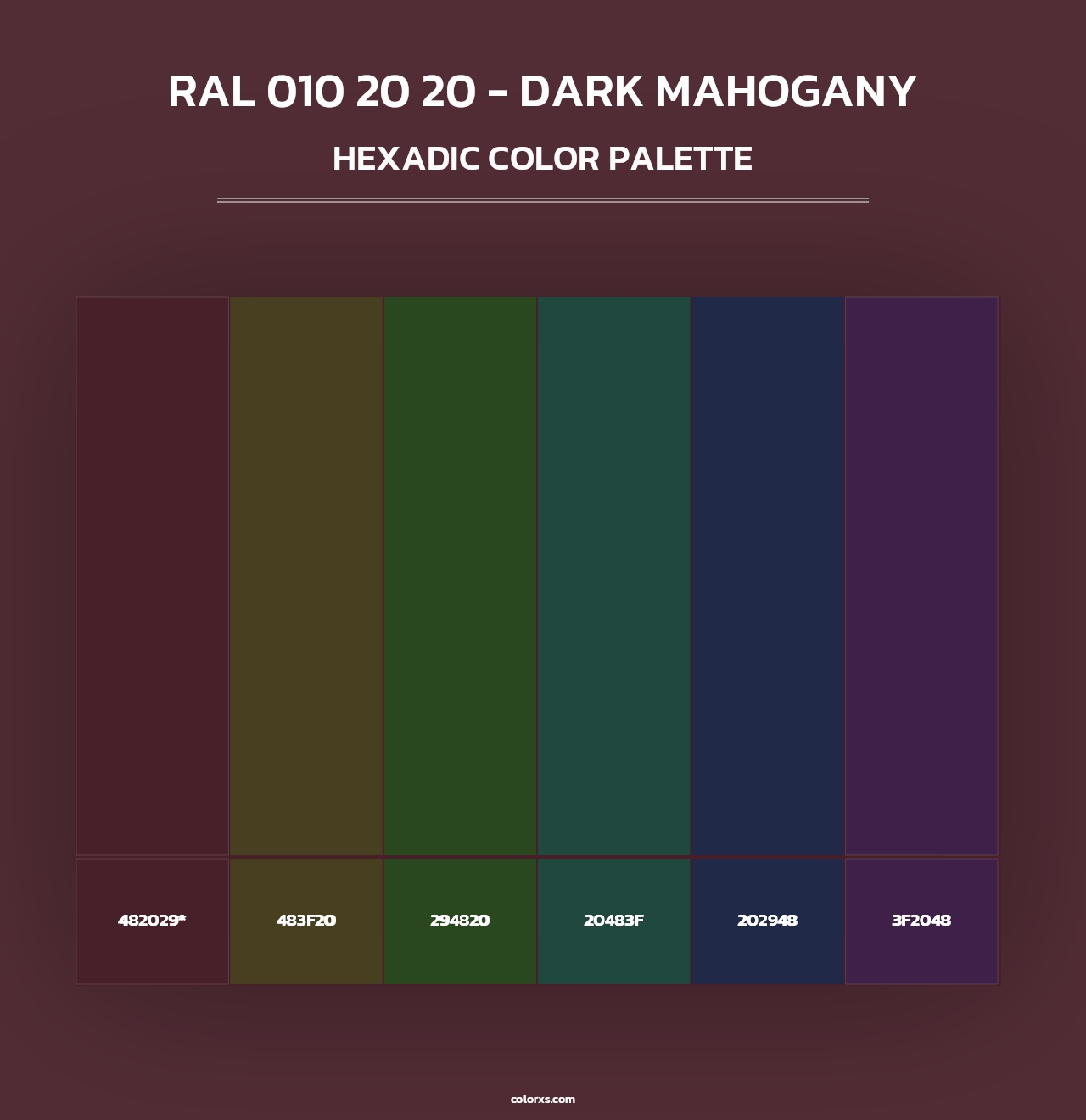 RAL 010 20 20 - Dark Mahogany - Hexadic Color Palette