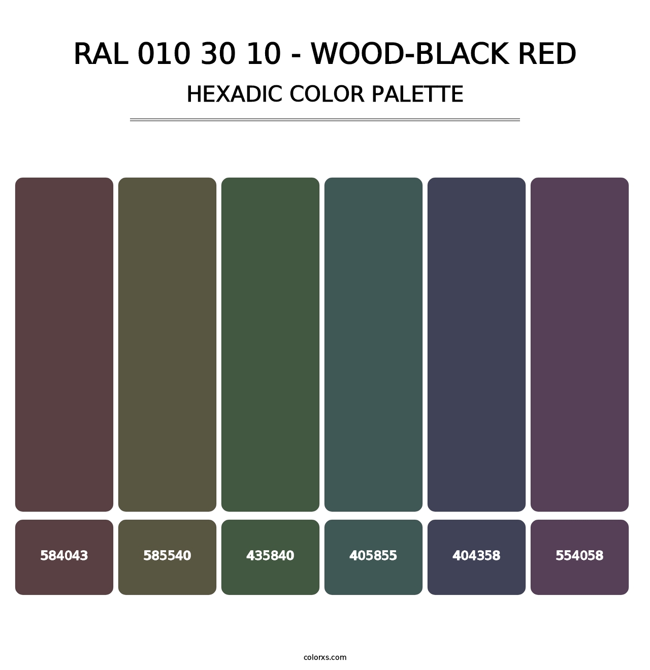 RAL 010 30 10 - Wood-Black Red - Hexadic Color Palette