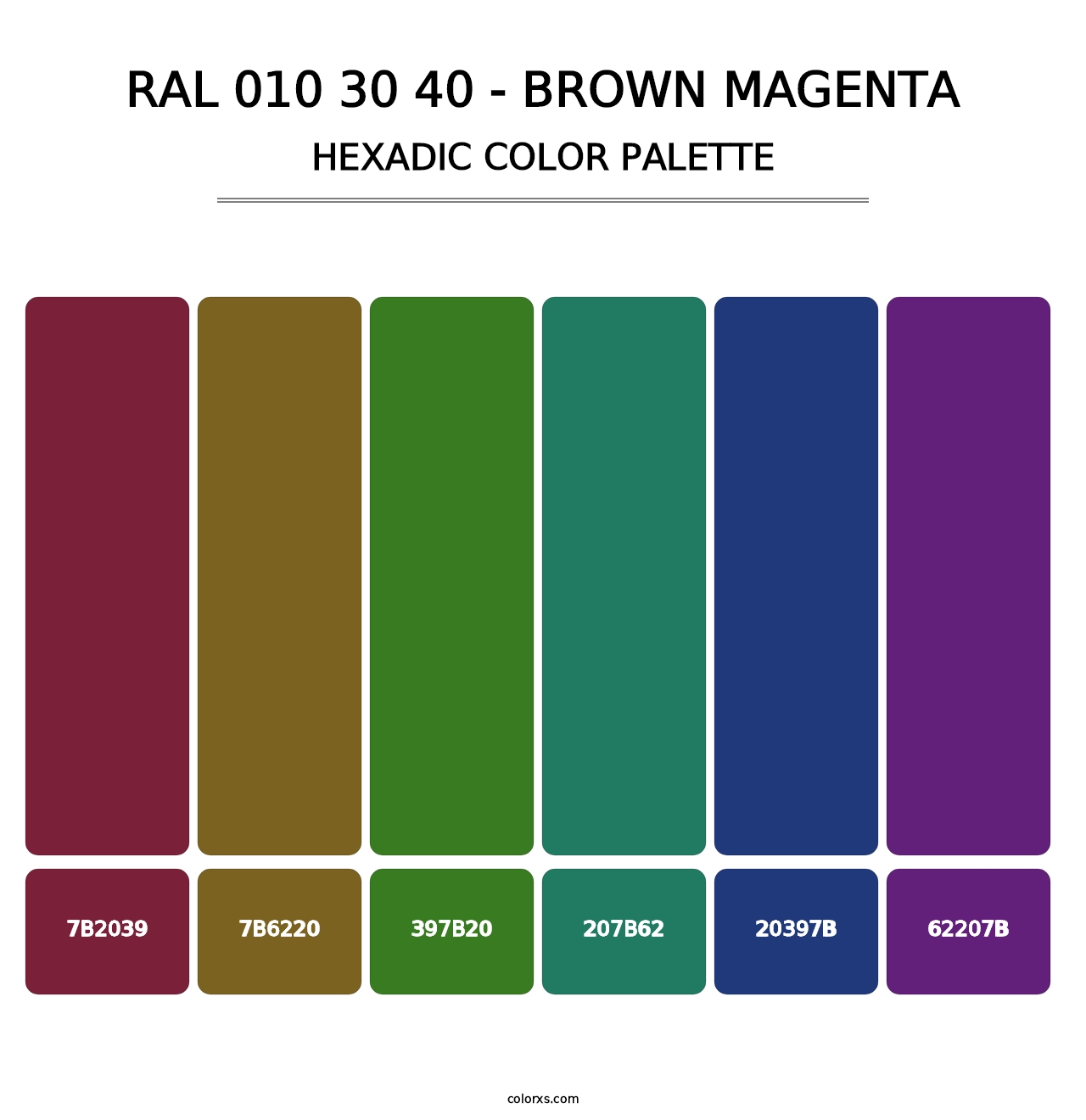 RAL 010 30 40 - Brown Magenta - Hexadic Color Palette