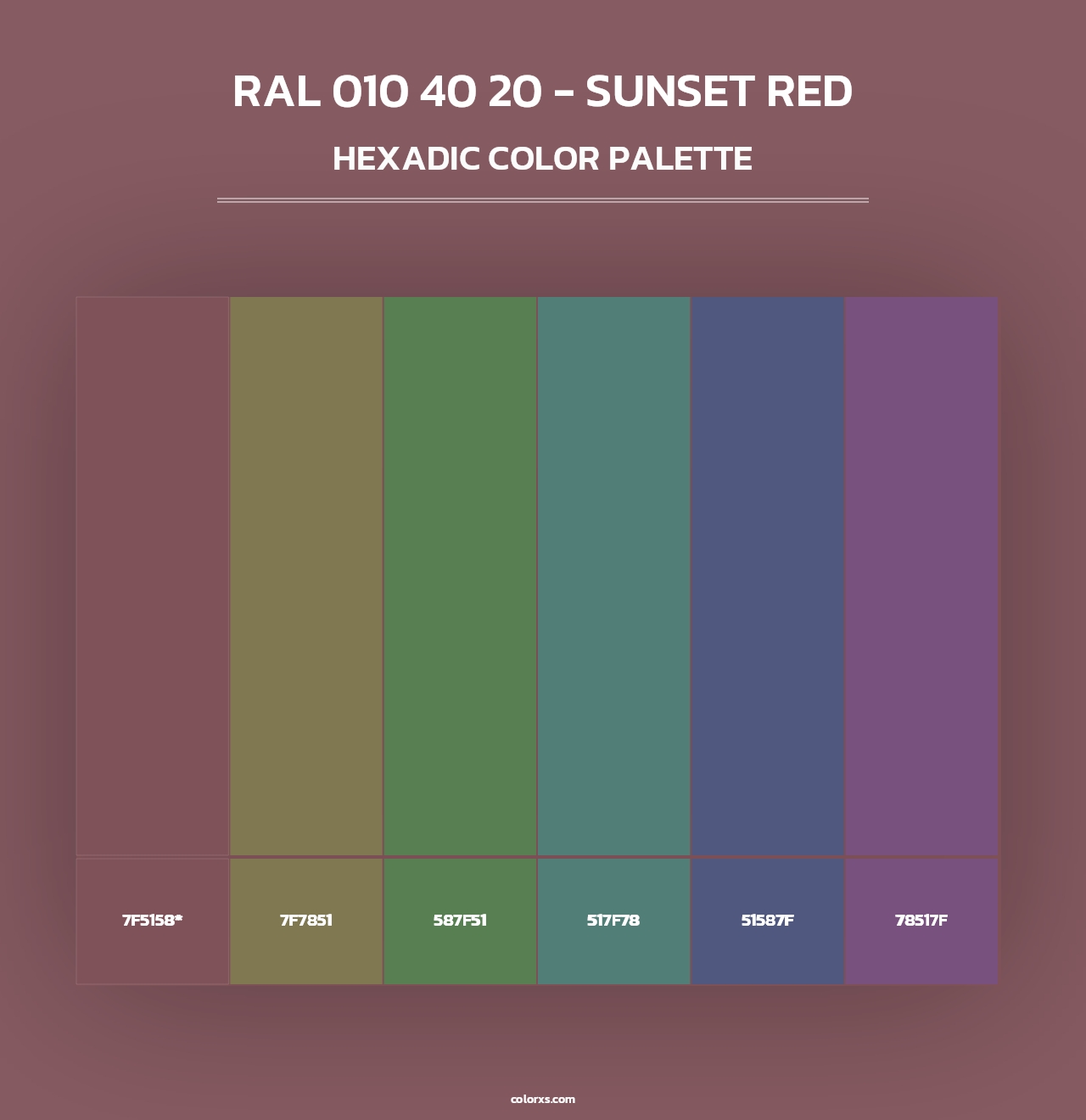 RAL 010 40 20 - Sunset Red - Hexadic Color Palette