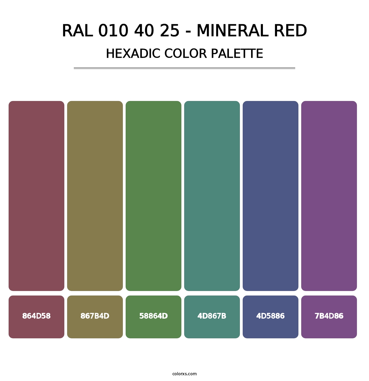 RAL 010 40 25 - Mineral Red - Hexadic Color Palette