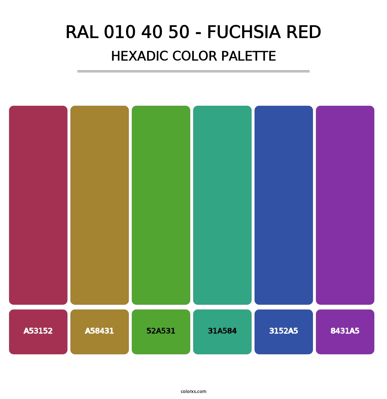 RAL 010 40 50 - Fuchsia Red - Hexadic Color Palette