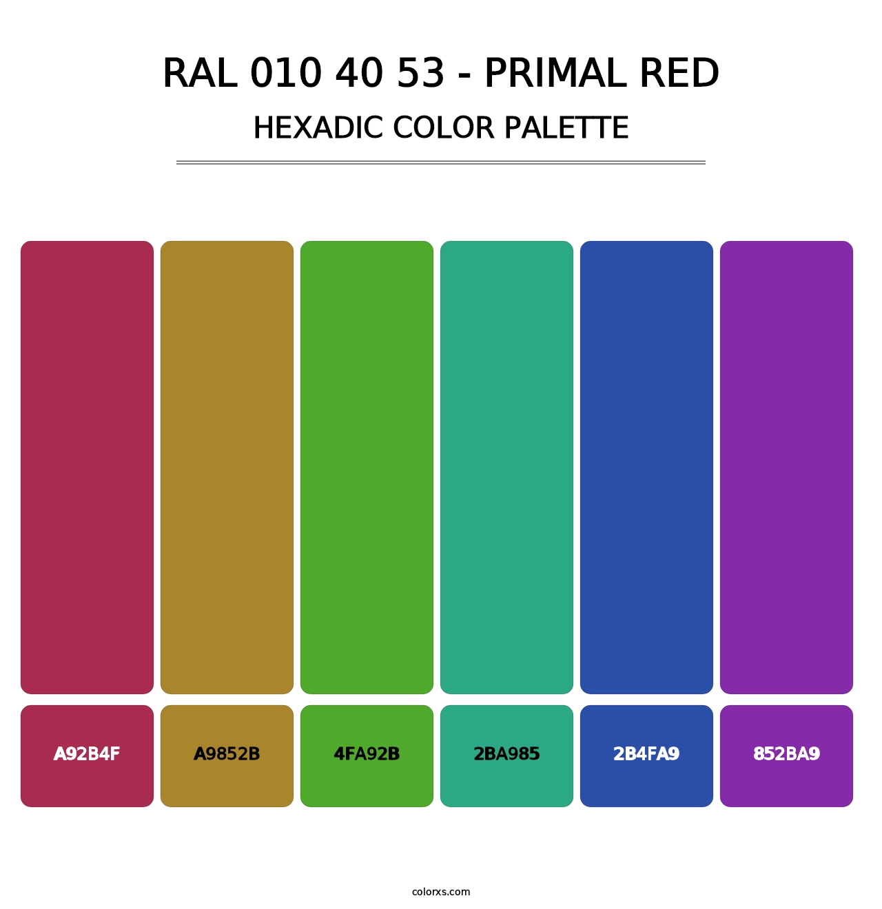 RAL 010 40 53 - Primal Red - Hexadic Color Palette