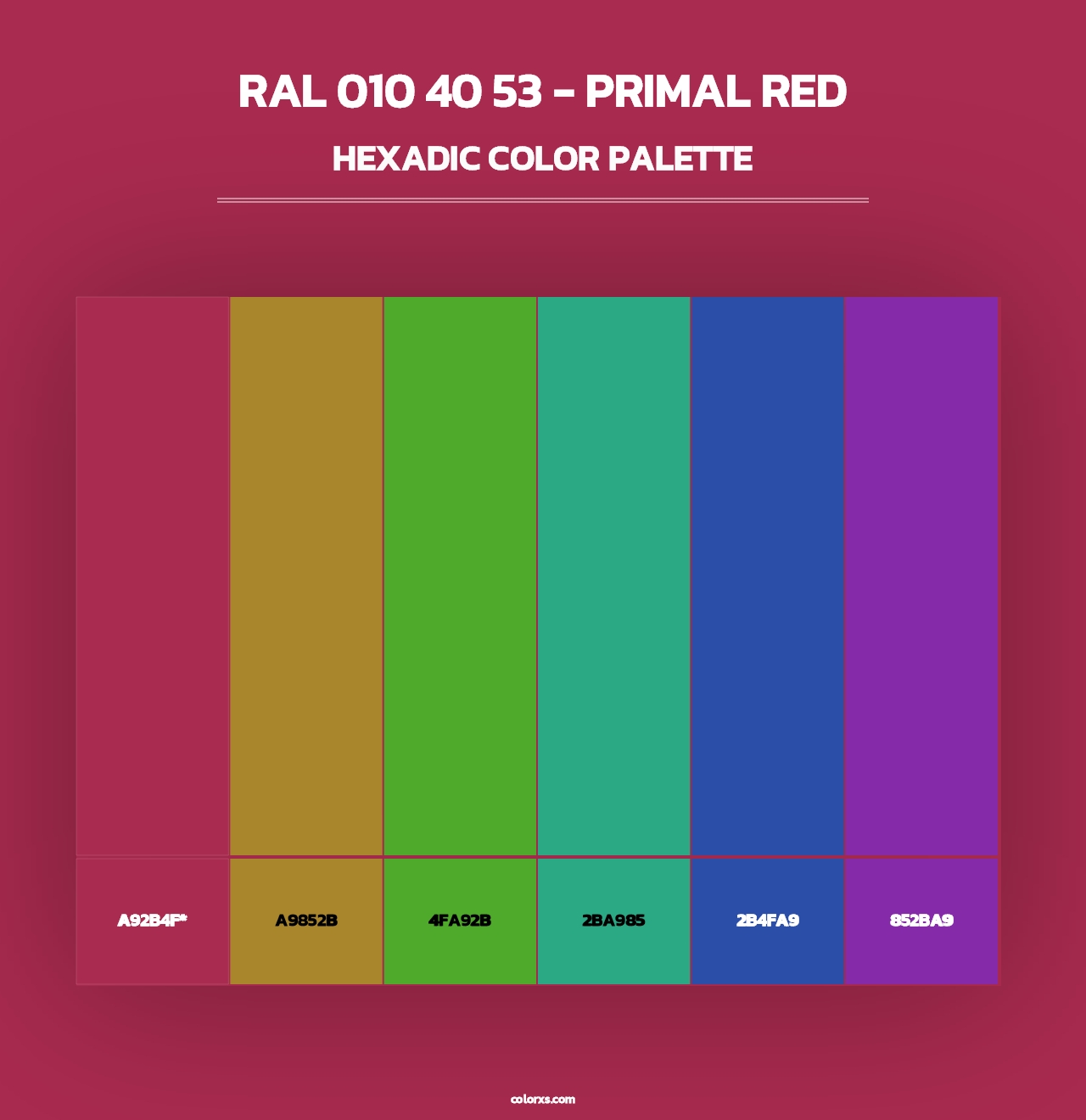 RAL 010 40 53 - Primal Red - Hexadic Color Palette