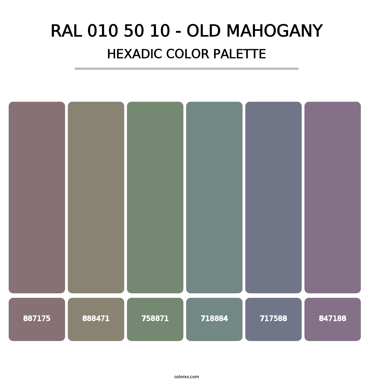 RAL 010 50 10 - Old Mahogany - Hexadic Color Palette