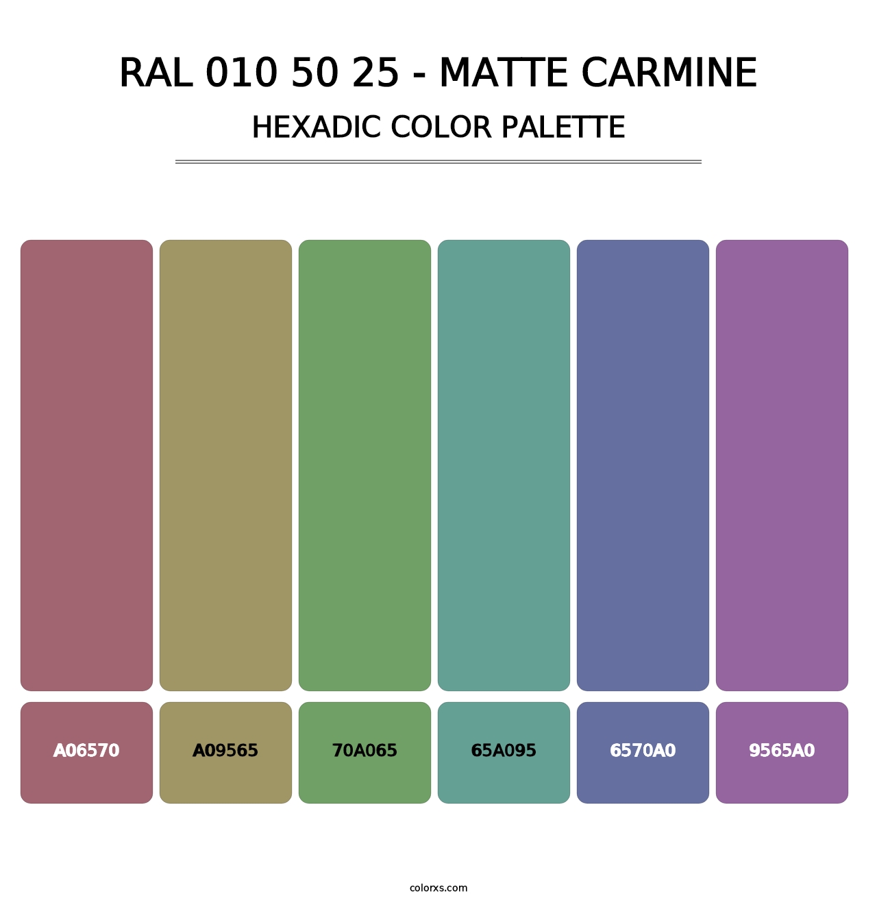 RAL 010 50 25 - Matte Carmine - Hexadic Color Palette