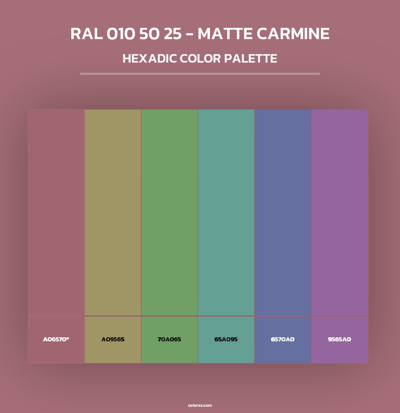 RAL 010 50 25 - Matte Carmine - Hexadic Color Palette