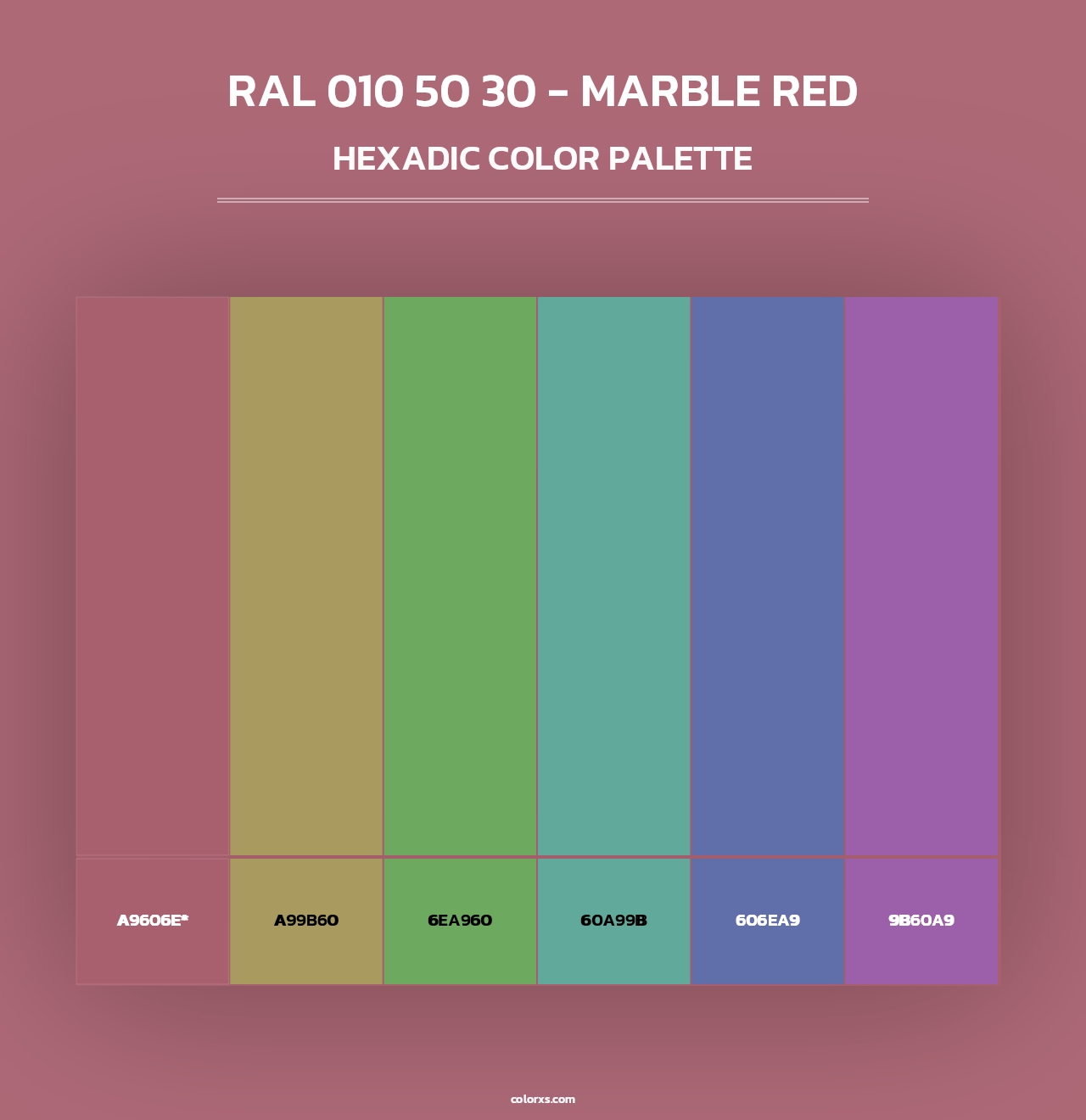 RAL 010 50 30 - Marble Red - Hexadic Color Palette