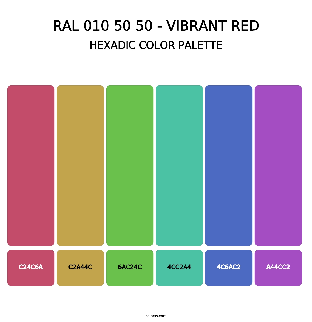RAL 010 50 50 - Vibrant Red - Hexadic Color Palette