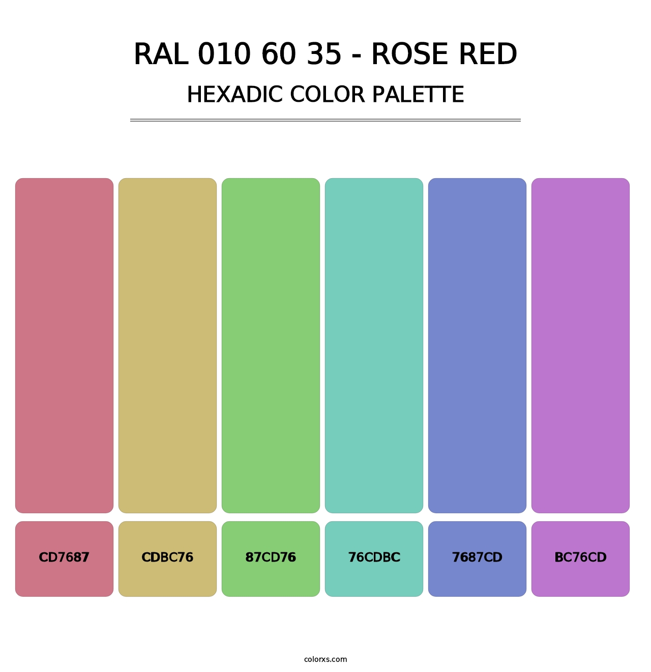 RAL 010 60 35 - Rose Red - Hexadic Color Palette