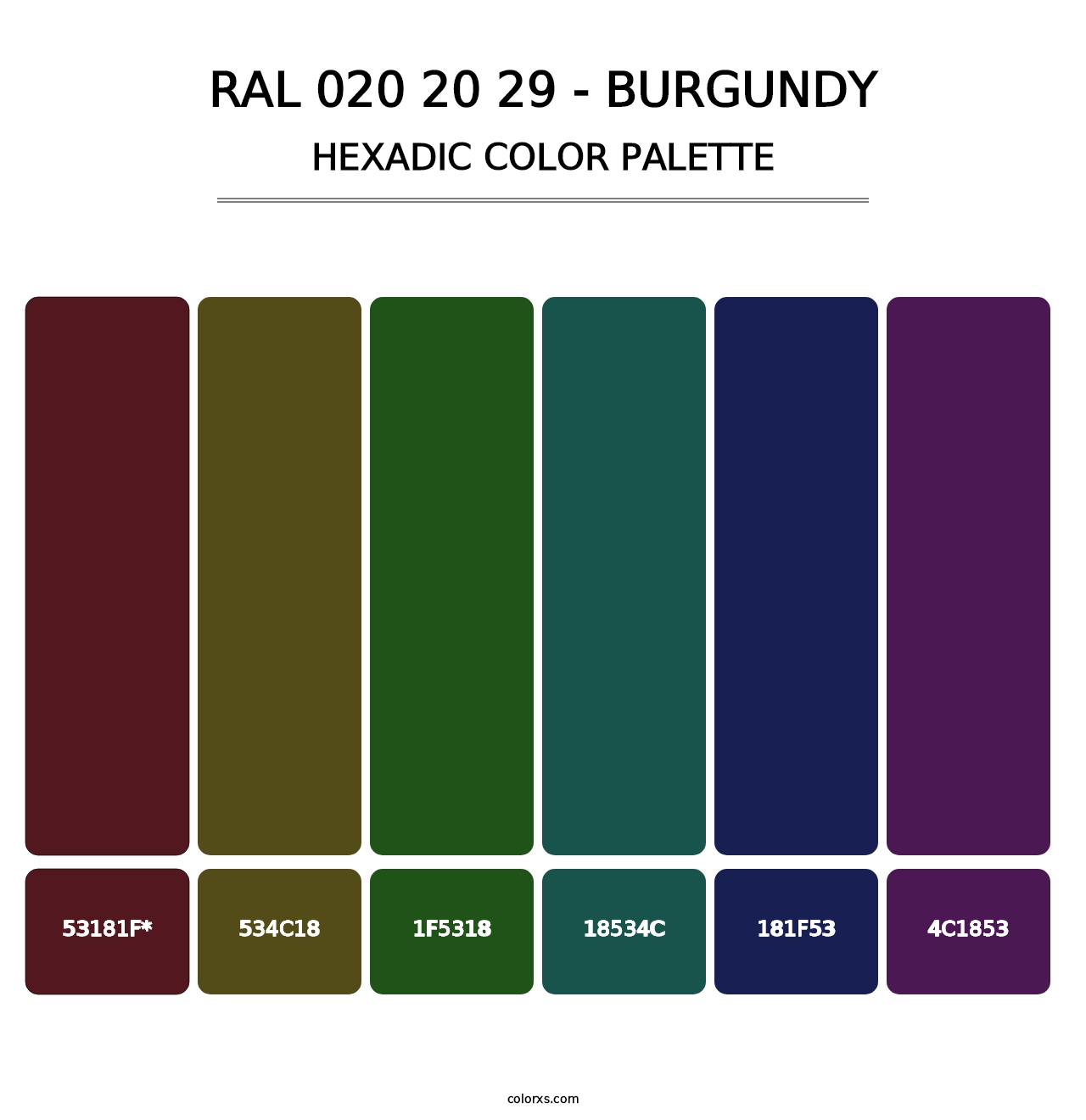 RAL 020 20 29 - Burgundy - Hexadic Color Palette
