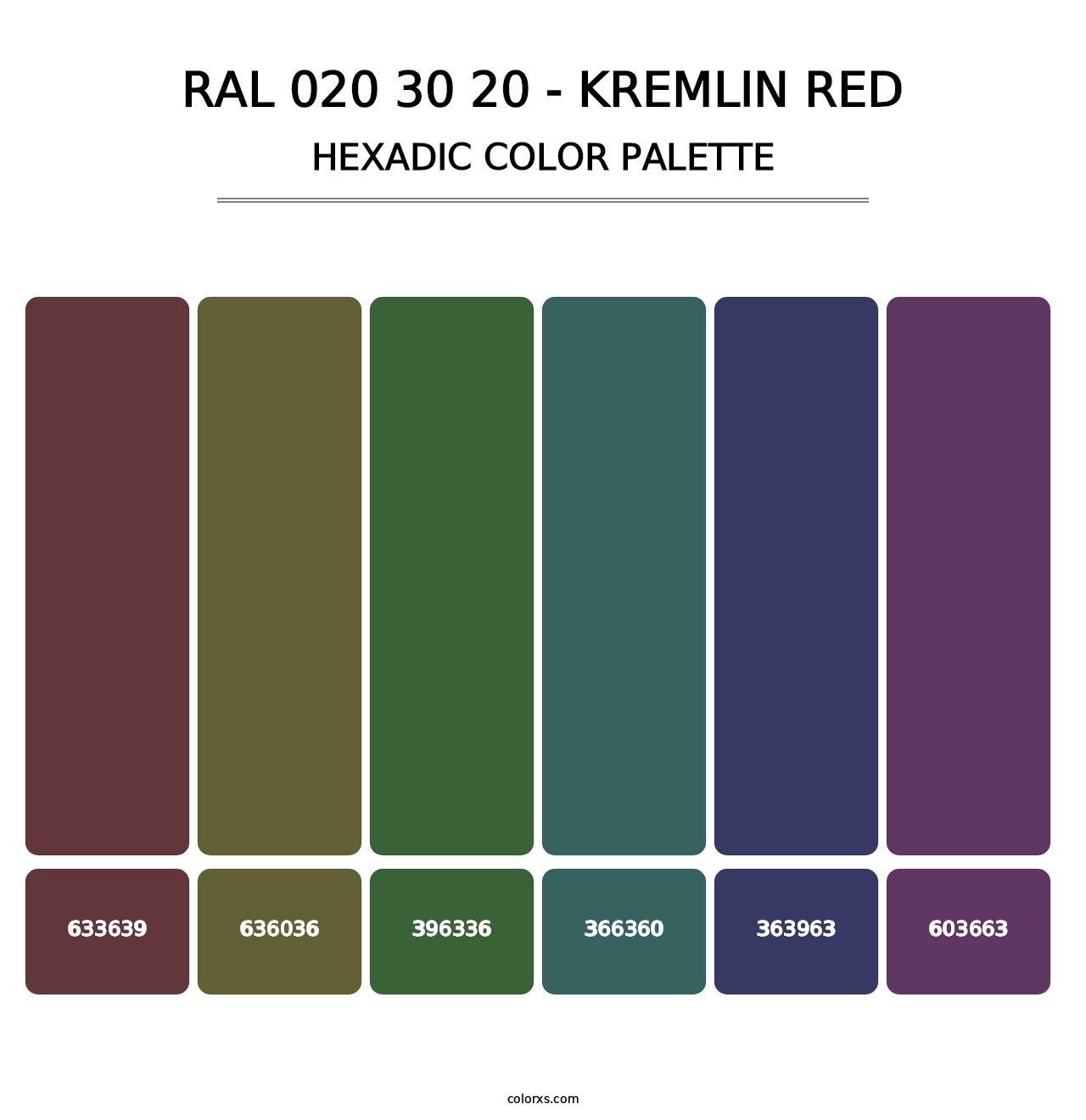 RAL 020 30 20 - Kremlin Red - Hexadic Color Palette