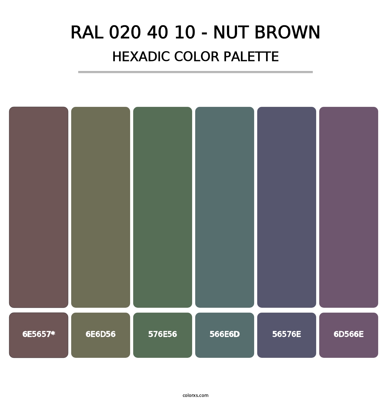 RAL 020 40 10 - Nut Brown - Hexadic Color Palette