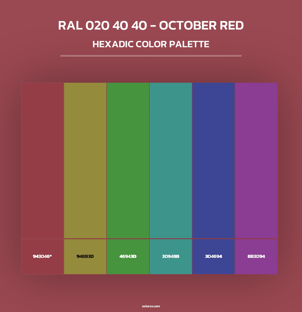 RAL 020 40 40 - October Red - Hexadic Color Palette