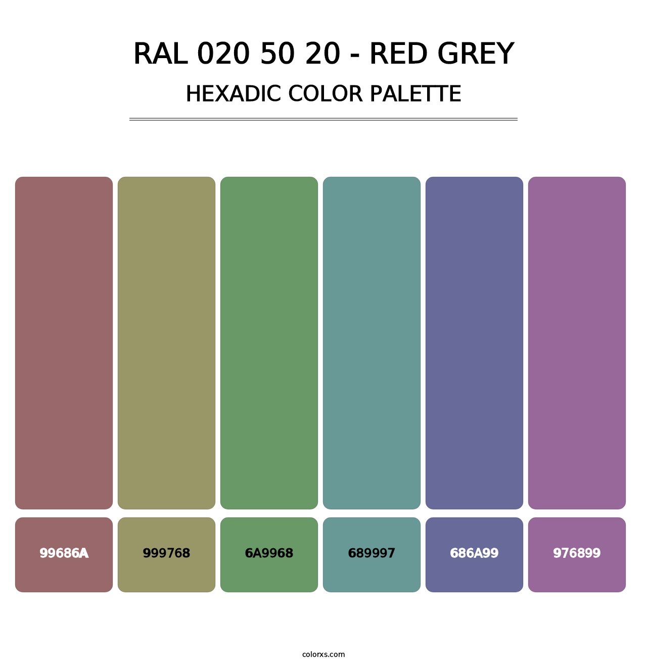 RAL 020 50 20 - Red Grey - Hexadic Color Palette
