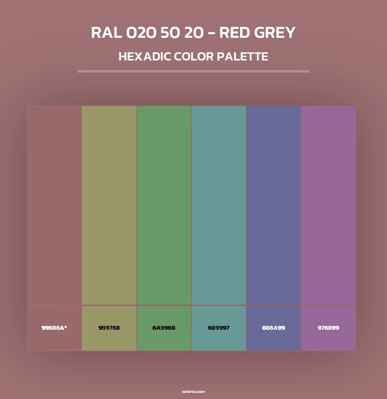 RAL 020 50 20 - Red Grey - Hexadic Color Palette