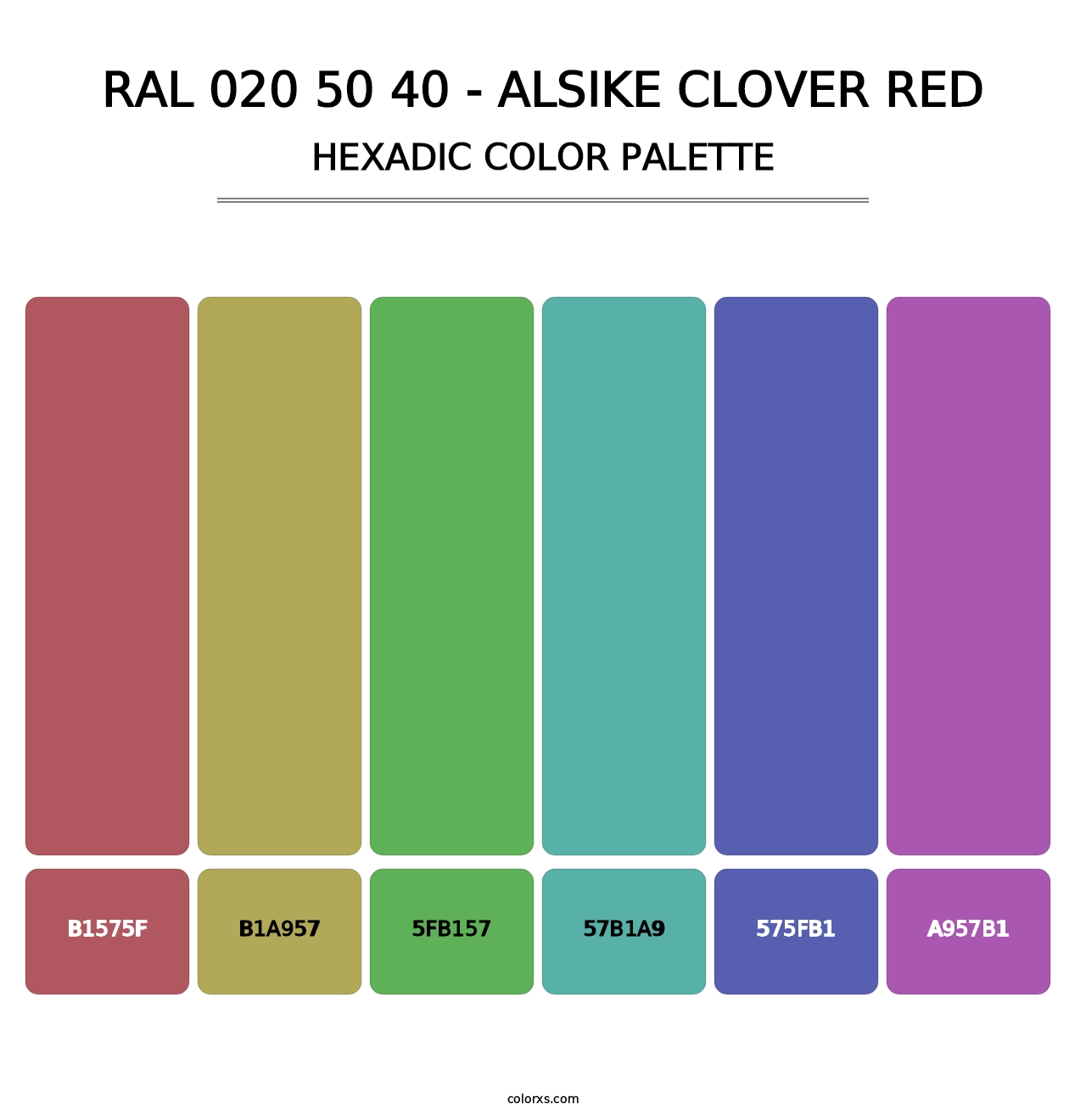 RAL 020 50 40 - Alsike Clover Red - Hexadic Color Palette