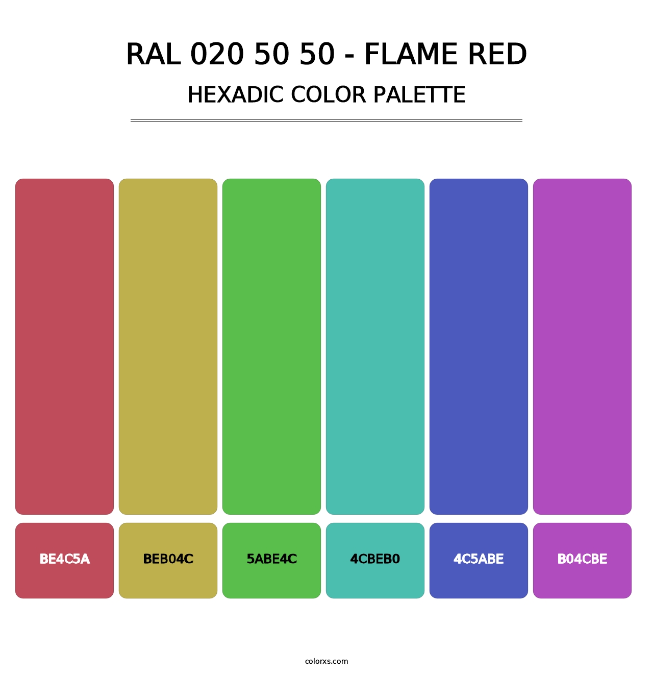 RAL 020 50 50 - Flame Red - Hexadic Color Palette