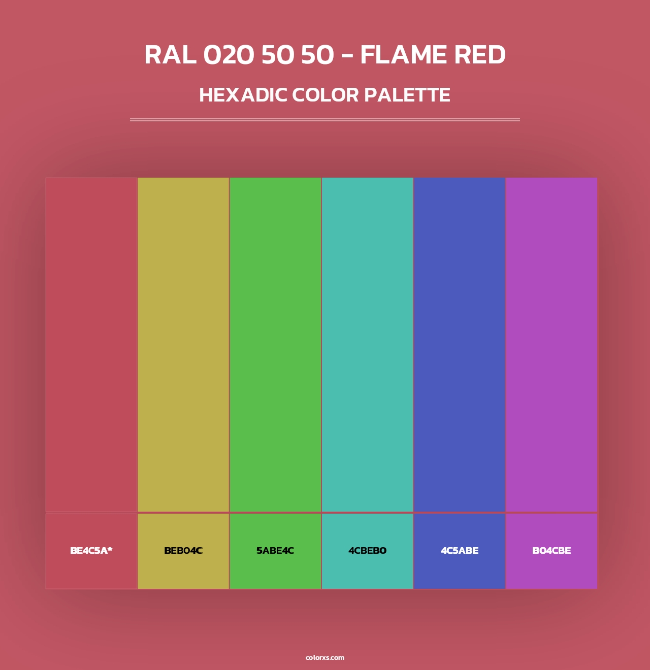 RAL 020 50 50 - Flame Red - Hexadic Color Palette