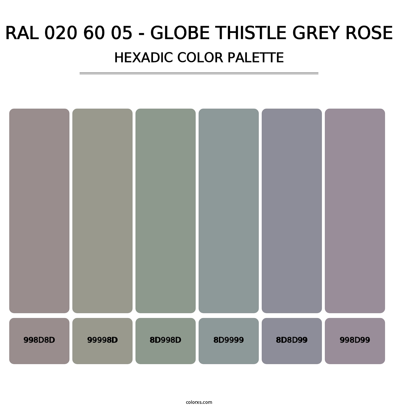 RAL 020 60 05 - Globe Thistle Grey Rose - Hexadic Color Palette