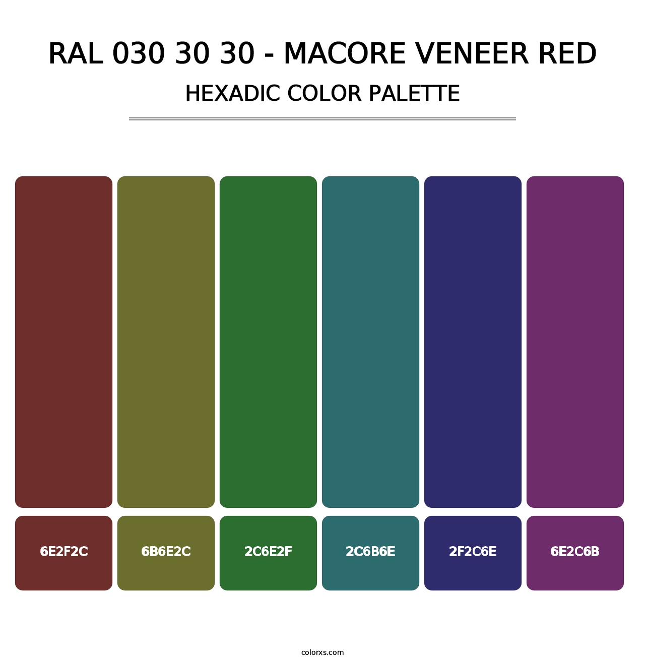 RAL 030 30 30 - Macore Veneer Red - Hexadic Color Palette