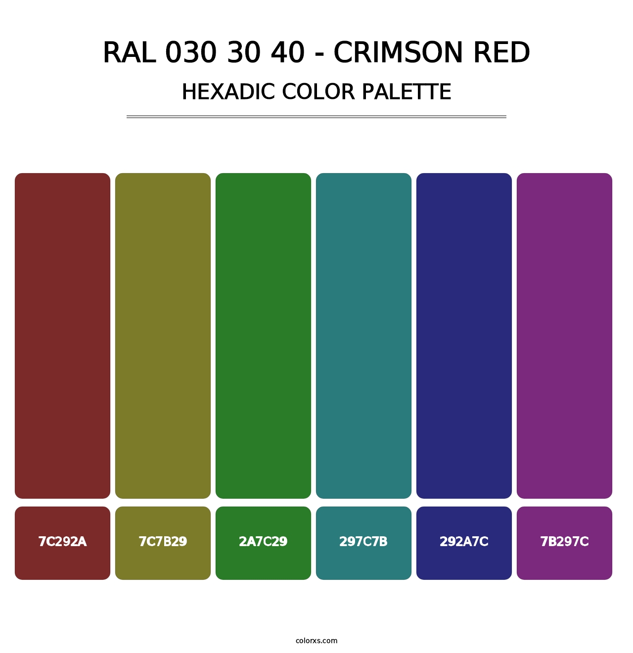 RAL 030 30 40 - Crimson Red - Hexadic Color Palette