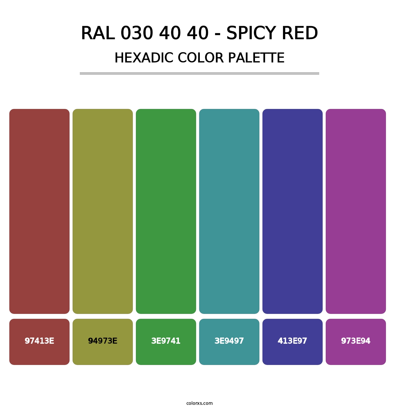 RAL 030 40 40 - Spicy Red - Hexadic Color Palette