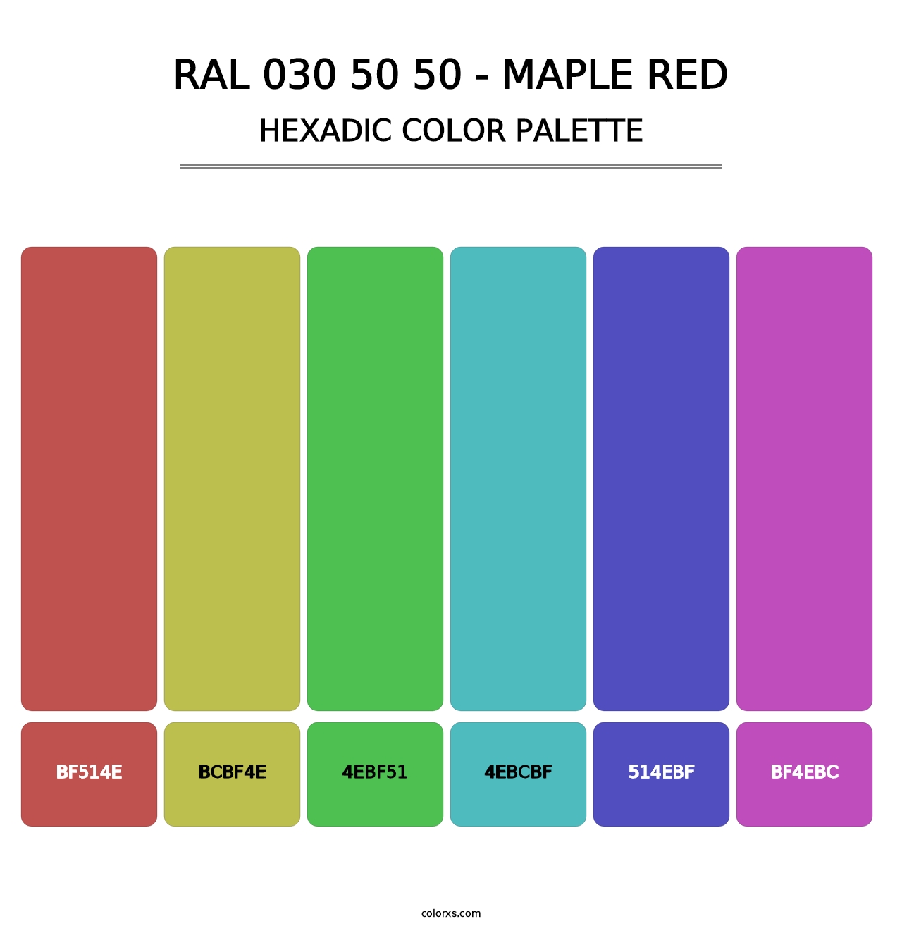 RAL 030 50 50 - Maple Red - Hexadic Color Palette